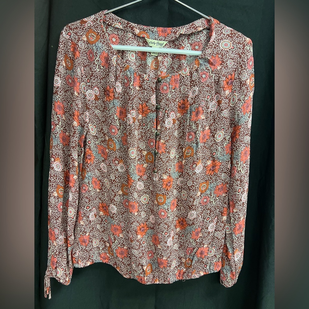 Lucky Brand- Floral Shirt with Buttons- Size: Medium, Pre-owned good condition